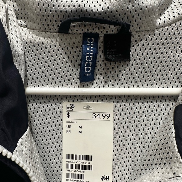 H&M Navy & Red Quarter Zip Hooded Windbreaker Raincoat Medium - Picture 5 of 10